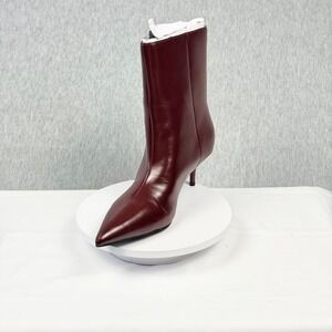 Nine West Charma3 Dark Red Pointed Toe Kitten Heel Ankle Boots 8M WNCHARMA3